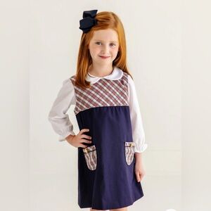 The Beaufort Bonnet Company Jill Jumper in Nantucket Navy w Merritt Park Plaid